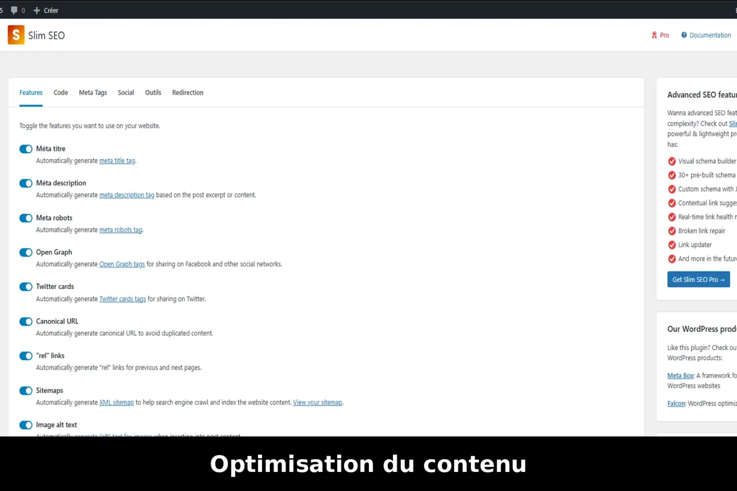 Optimisation du contenu