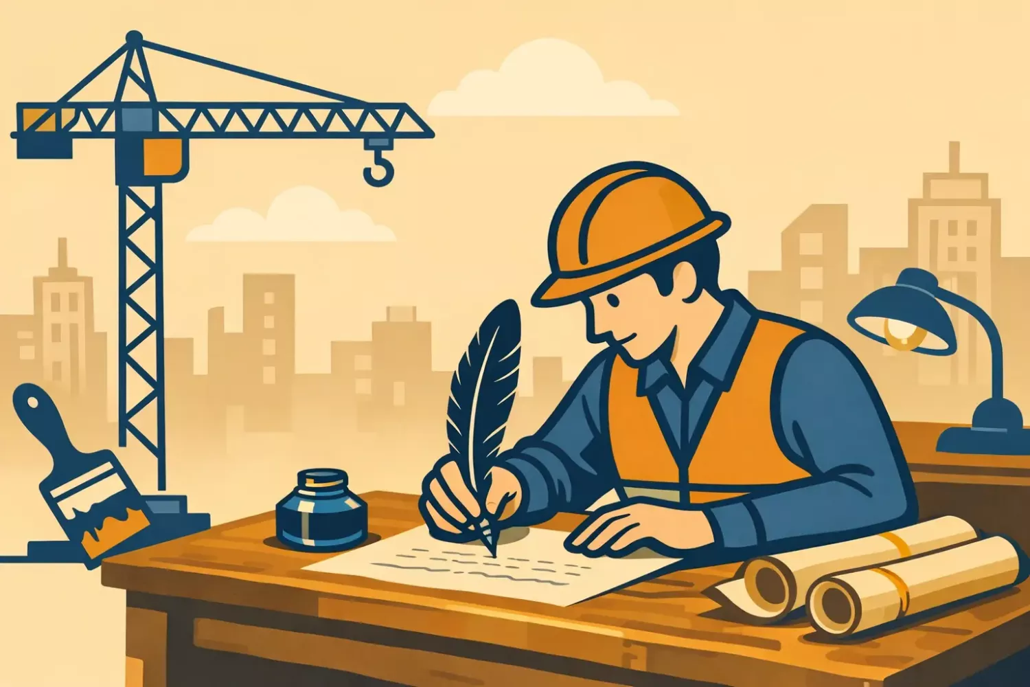 Conducteur de travaux qui écrit