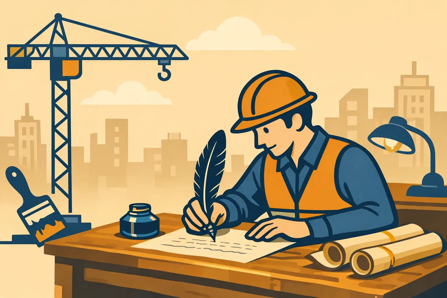 Conducteur de travaux qui écrit